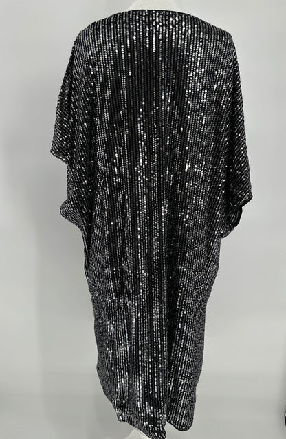 Sequin Dress with Short Sleeves and V-neck