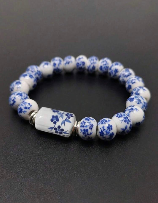 Blue and White ‘porcelain’ Stretch Bracelet