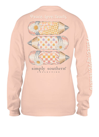 SS Peach Long Sleeve Teach T Shirt