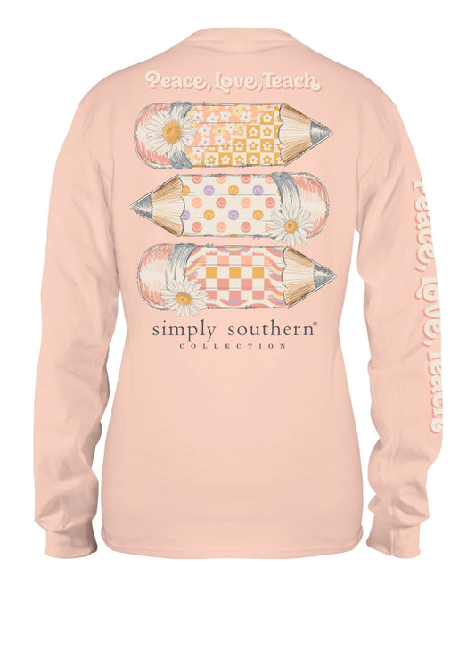 SS Peach Long Sleeve Teach T Shirt