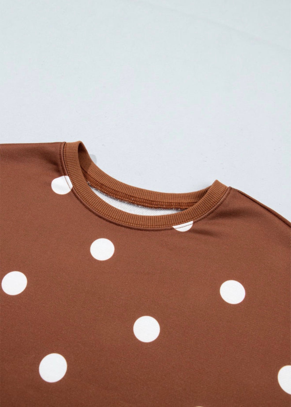 MLBPS Brown Large Polka Dot 2 Piece Skort Set with Long Sleeves Medium Weight Fabric and Pockets