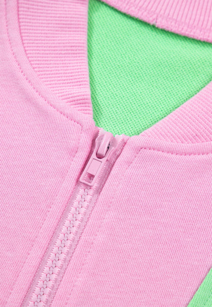 MLPG Pink and Green Short Set with Zippered Contrast Boarder Trim Details