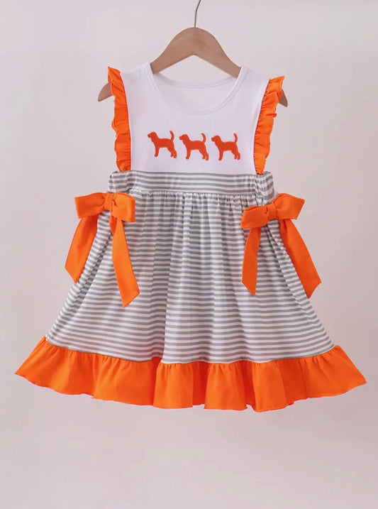 TN2 Embroidered Smokey Ruffle Dress with Side Bow Accents