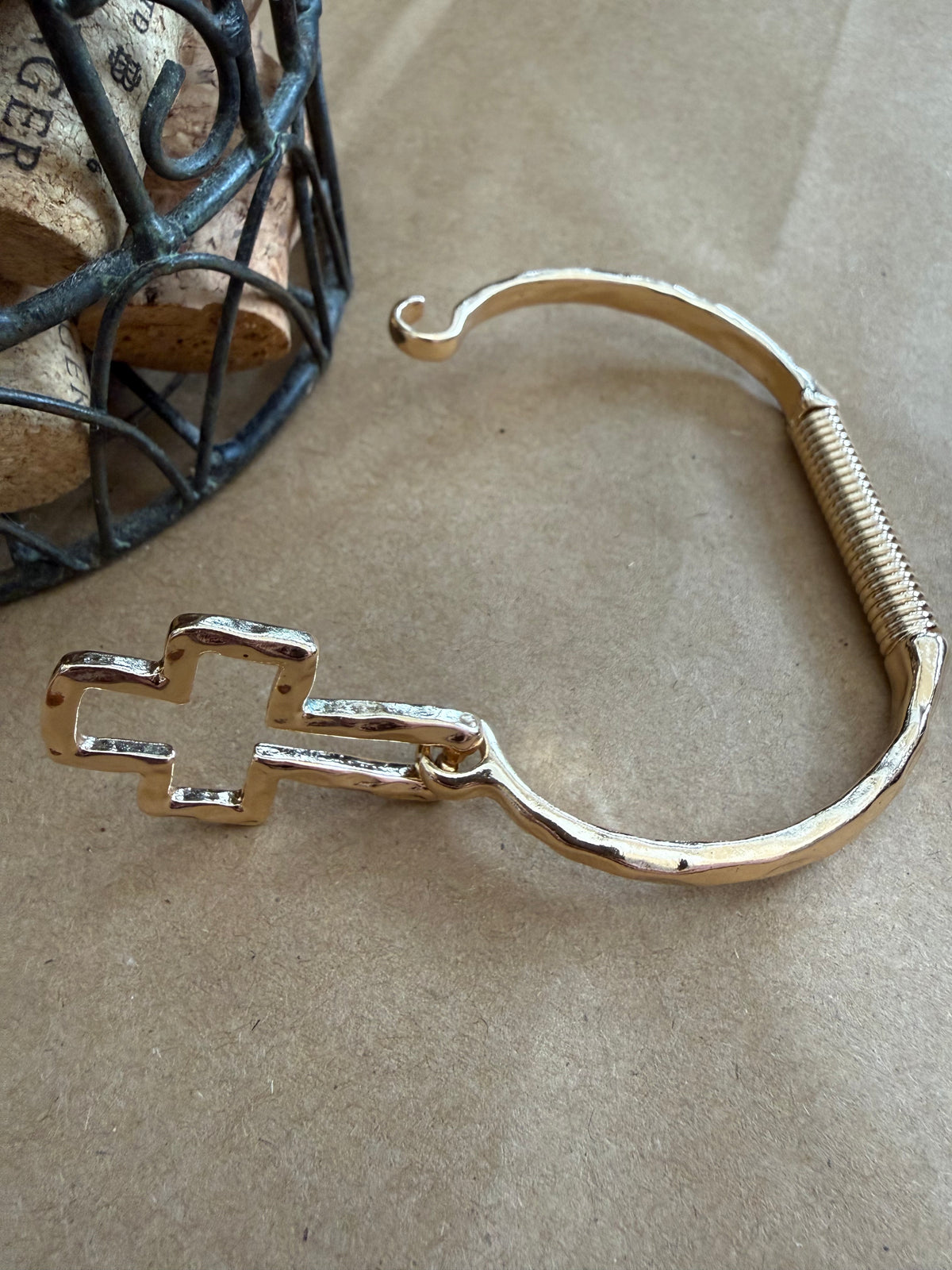 Ivy's Gifts & Boutique J25 Cross Bangle Bracelet with flexible spring design for comfortable wear