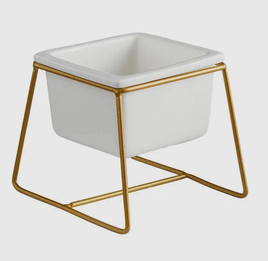 White Pot with Gold Stand