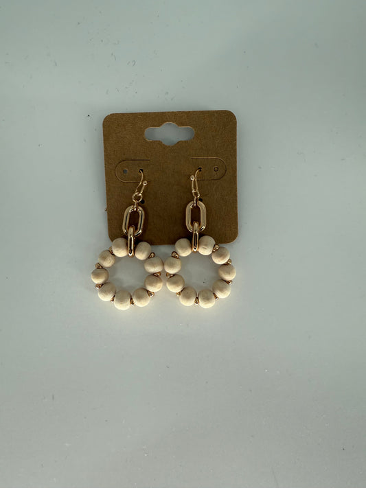 Natural Wood Beaded Earrings