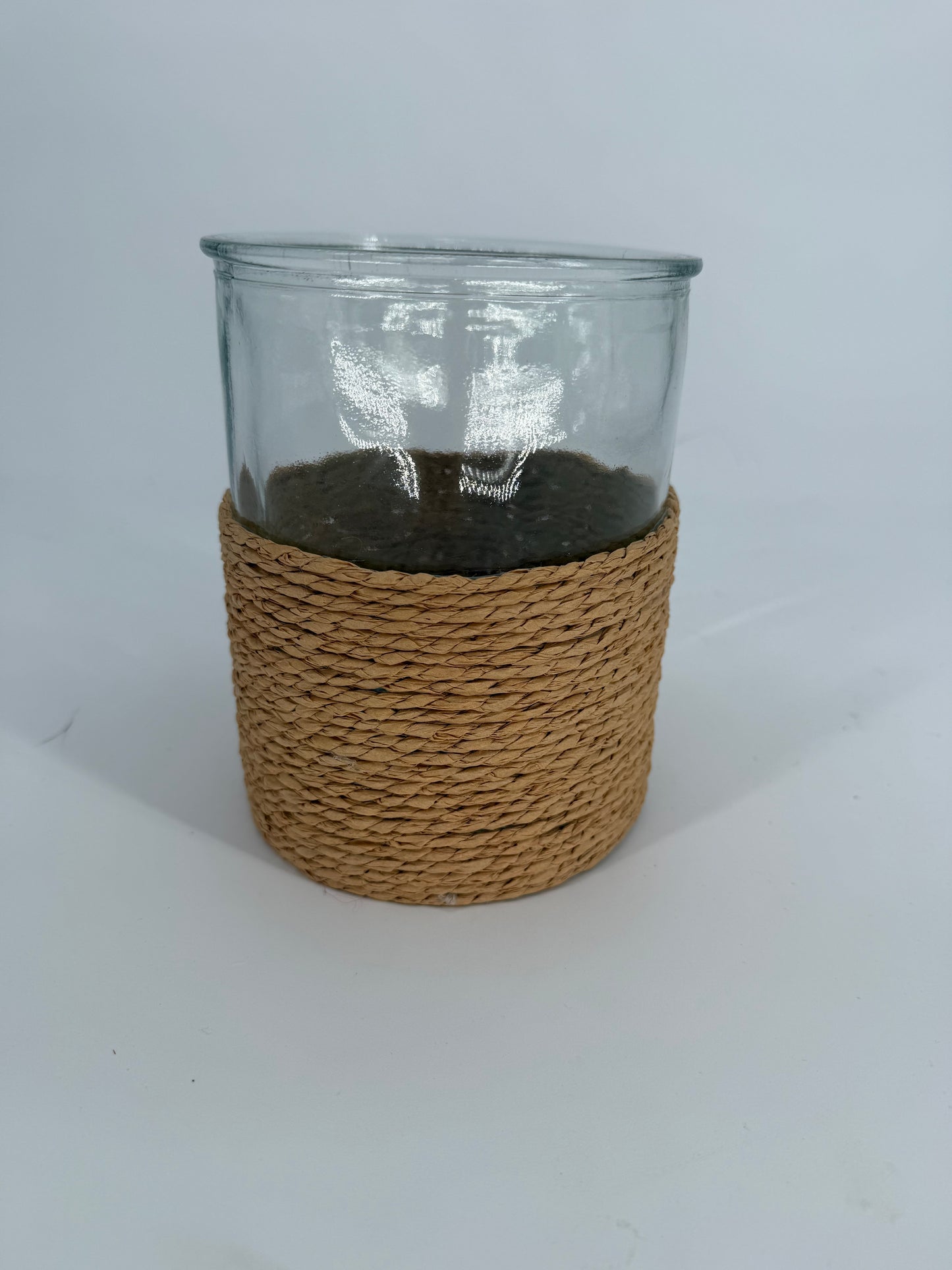 Rope Wrapped Glass Hurricane Vase—sm,med,large