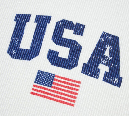 USA printed White Ribbed Texture Top