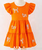 CCTND Orange Flutter Sleeve Tier Ruffle Hem Dress with Sequin Embellishments