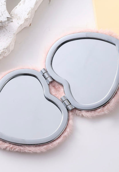 A27 Pink Fuzzy Mirror Compact