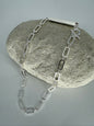 Trezo Silver Rectangle Link Necklace and Bracelet with Toggle Style Closure