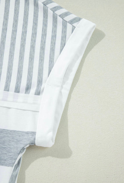 Gray and White color block design Comfy Dress