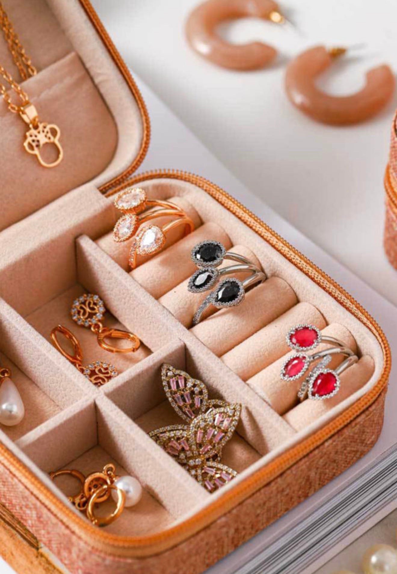 MLJB Zip Closure Jewelry Case Perfect for Travel in 2 Designs