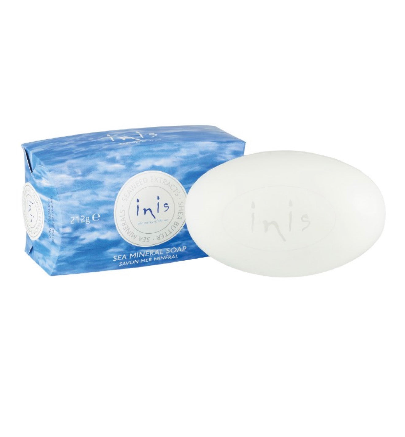 Inis bath and body products displayed with bottles and packaging, showcasing the Irish skincare collection by Ivy's Gifts & Boutique