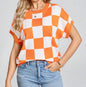 Orange and White Checkered Sweater