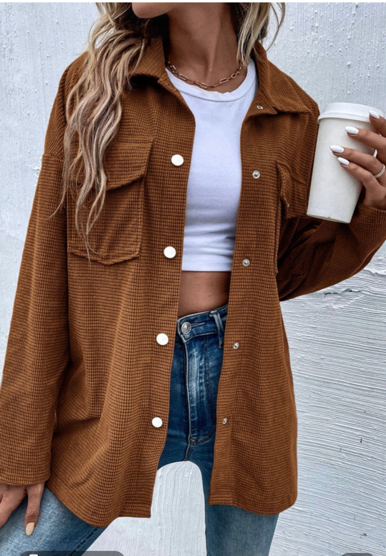 Brown Textured Fabric Shirt/Jacket