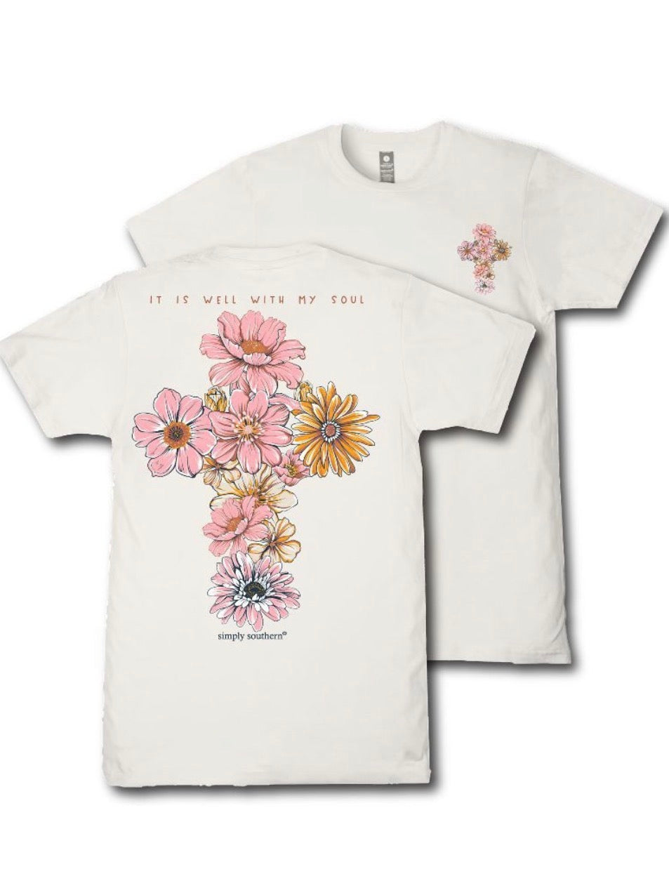 SS It Is Well With My Soul Floral Cross T Shirt
