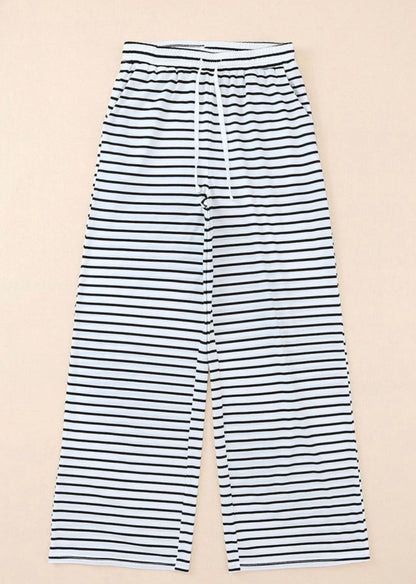Black and White Stripe Drawstring Pants