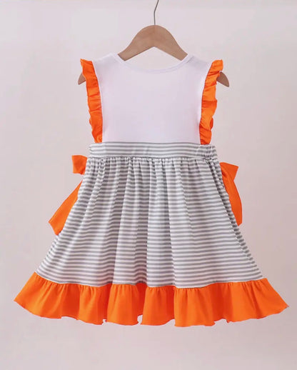 TN2 Embroidered Smokey Ruffle Dress with Side Bow Accents