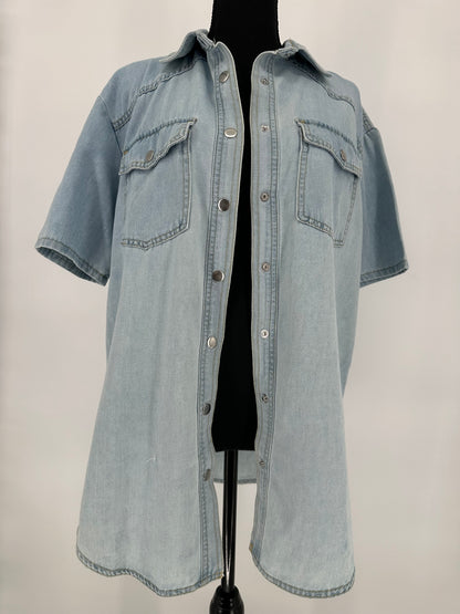 Light Wash Denim Snap Front Shirt/Jacket