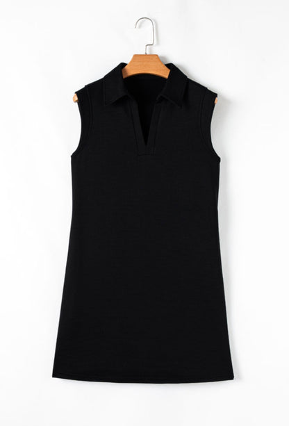 Black Sporty Style Dress with Pockets