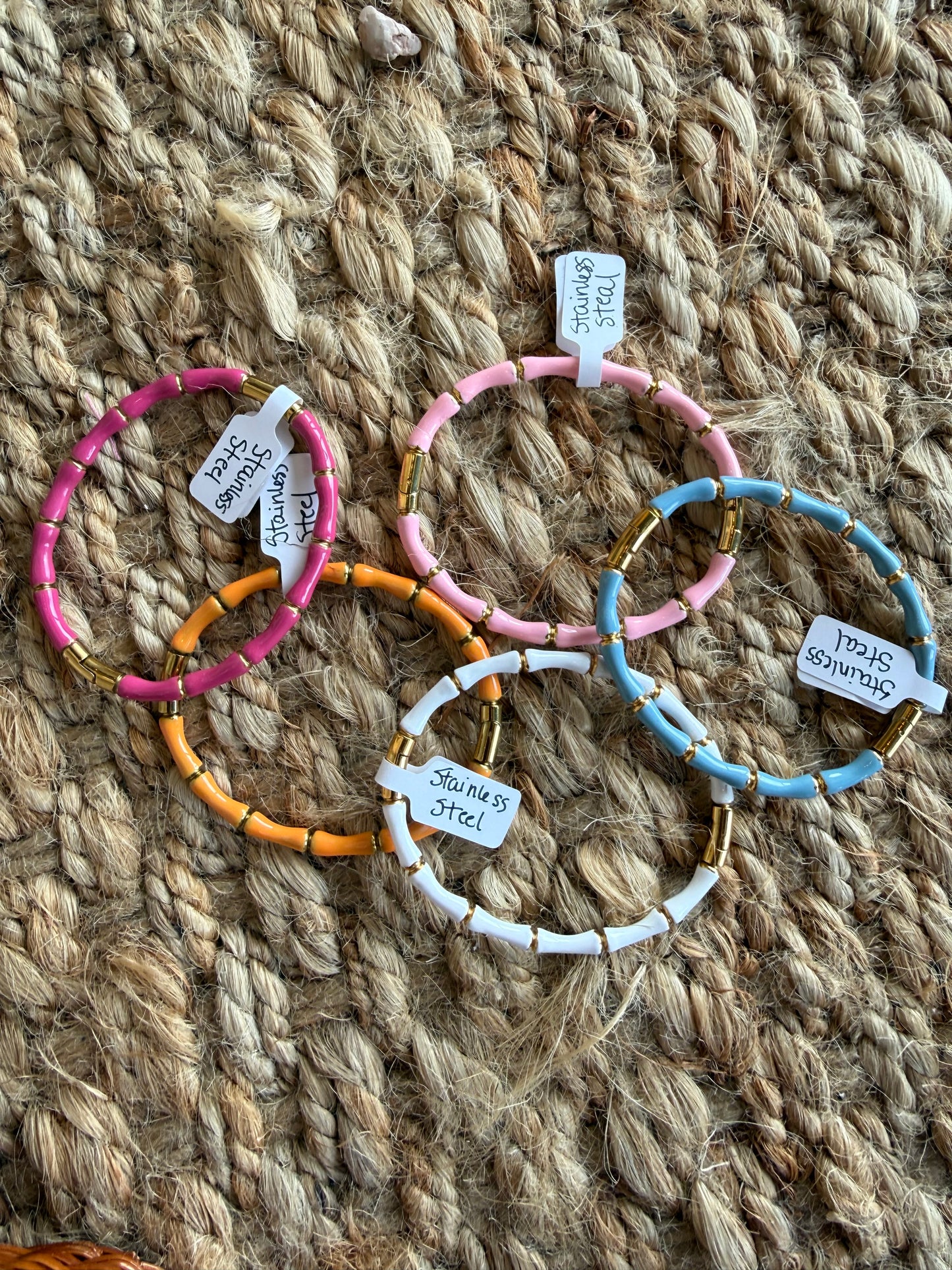 JA2 Stainless Steel Enamel Bangle Bracelets with Latch  for easy wear