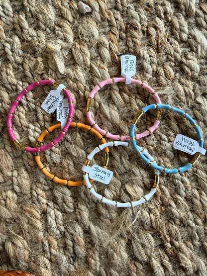 JA2 Stainless Steel Enamel Bangle Bracelets with Latch  for easy wear