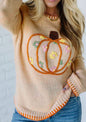 MLYP Yarn Stitched Pumpkin Sweater with Dainty Floral Details