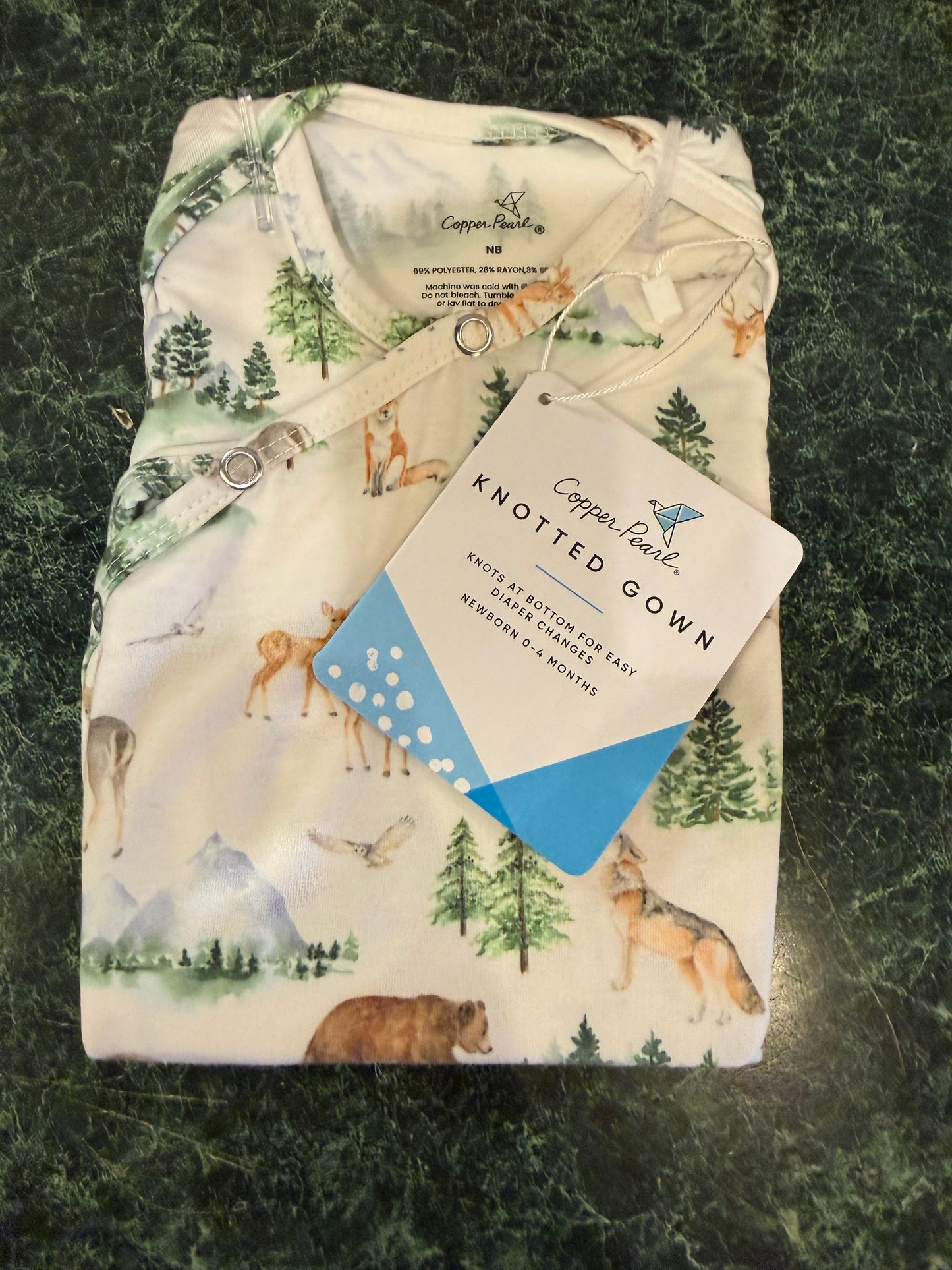 Copper Pearl knotted gown in soft fabric, featuring a stylish design suitable for newborns and infants.