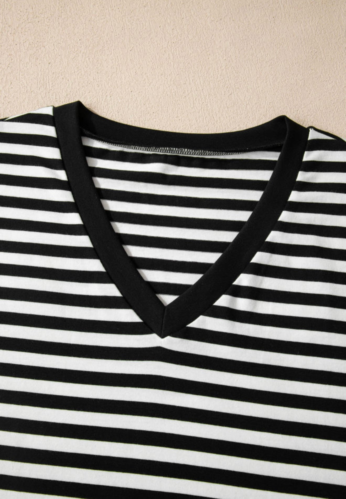 A12 Black and White V-Neck Top with Scallop Trim - Ivy's Gifts & Boutique