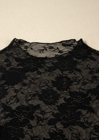 PP3 Black Sheer Lace Top Perfect for Layering with So Many Things All Seasons