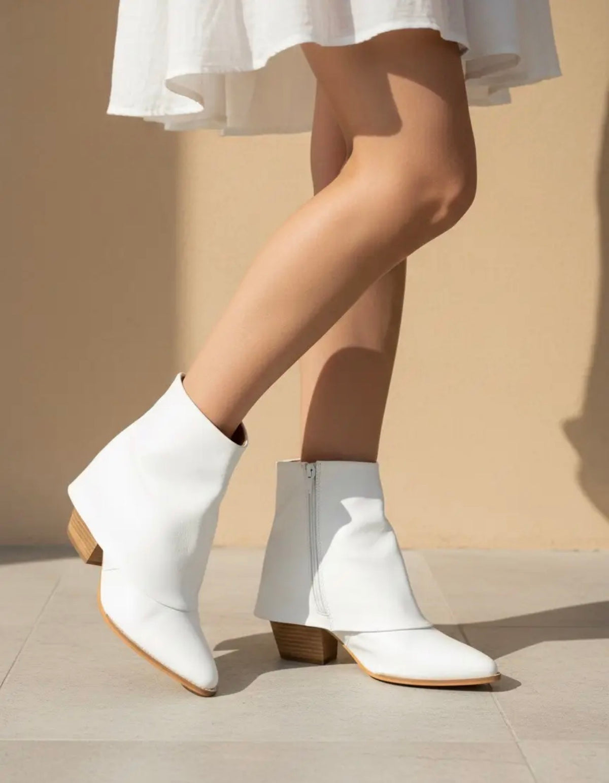 WSF White Western Fold Over Style Bootie