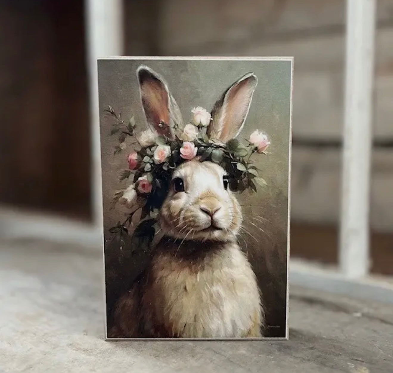 Sweet Bunny with Pink Roses
