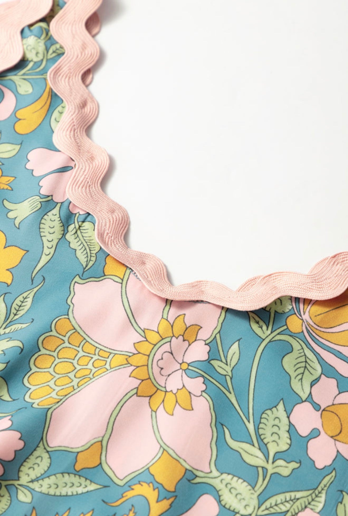 Floral Print Dress with Pockets and Rick Rack Trim