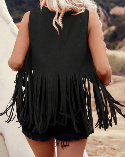 Black Fringe Western Vest