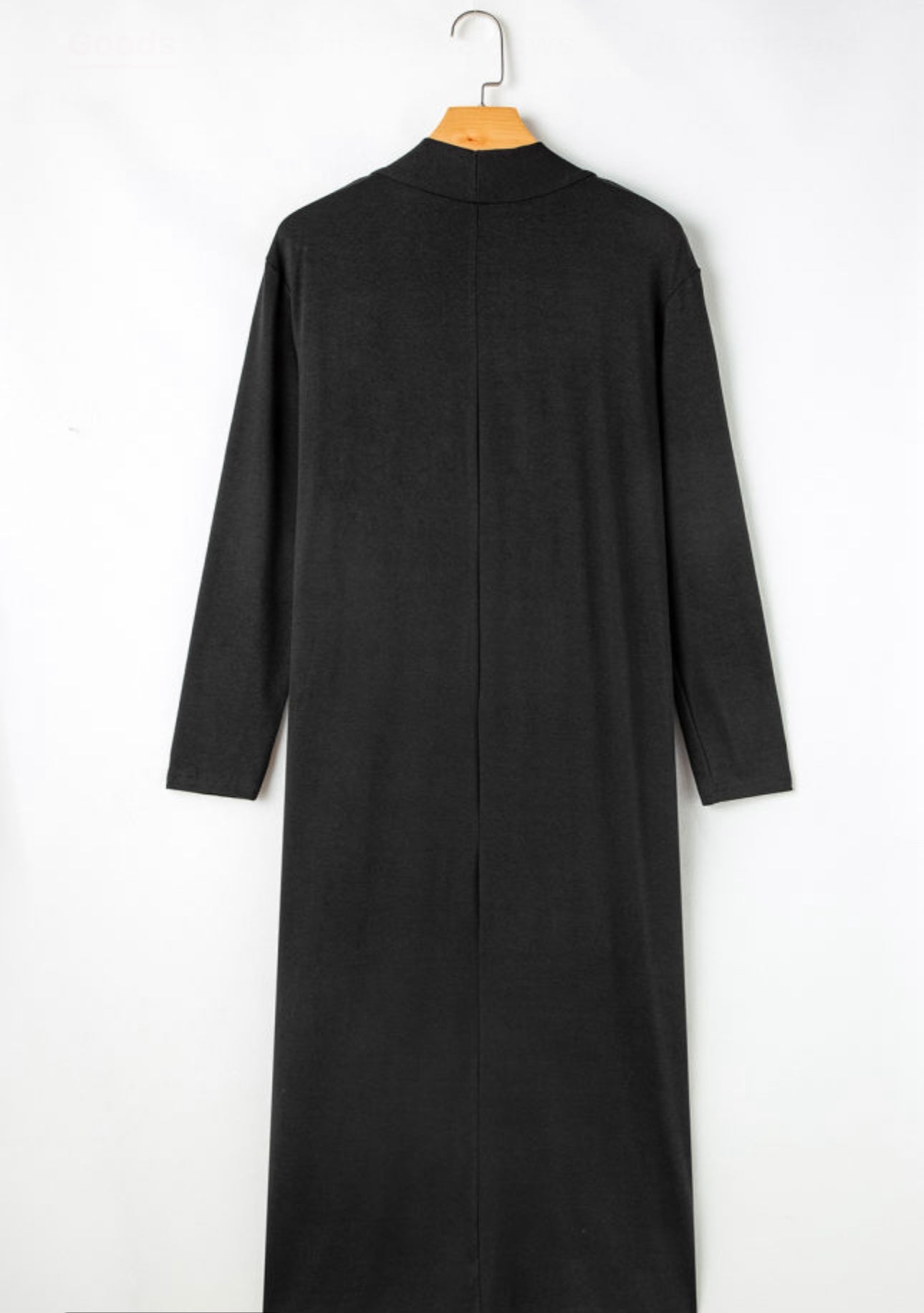 Black 2 pc Long Jacket Set with Drawstring Jogger Pants