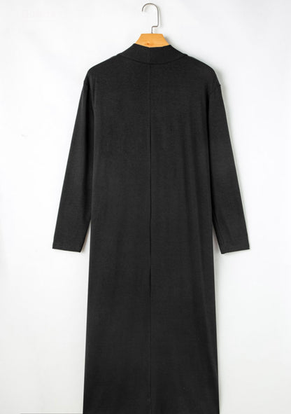 Black 2 pc Long Jacket Set with Drawstring Jogger Pants