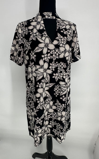 Black and white Floral Print Dress fully Lined