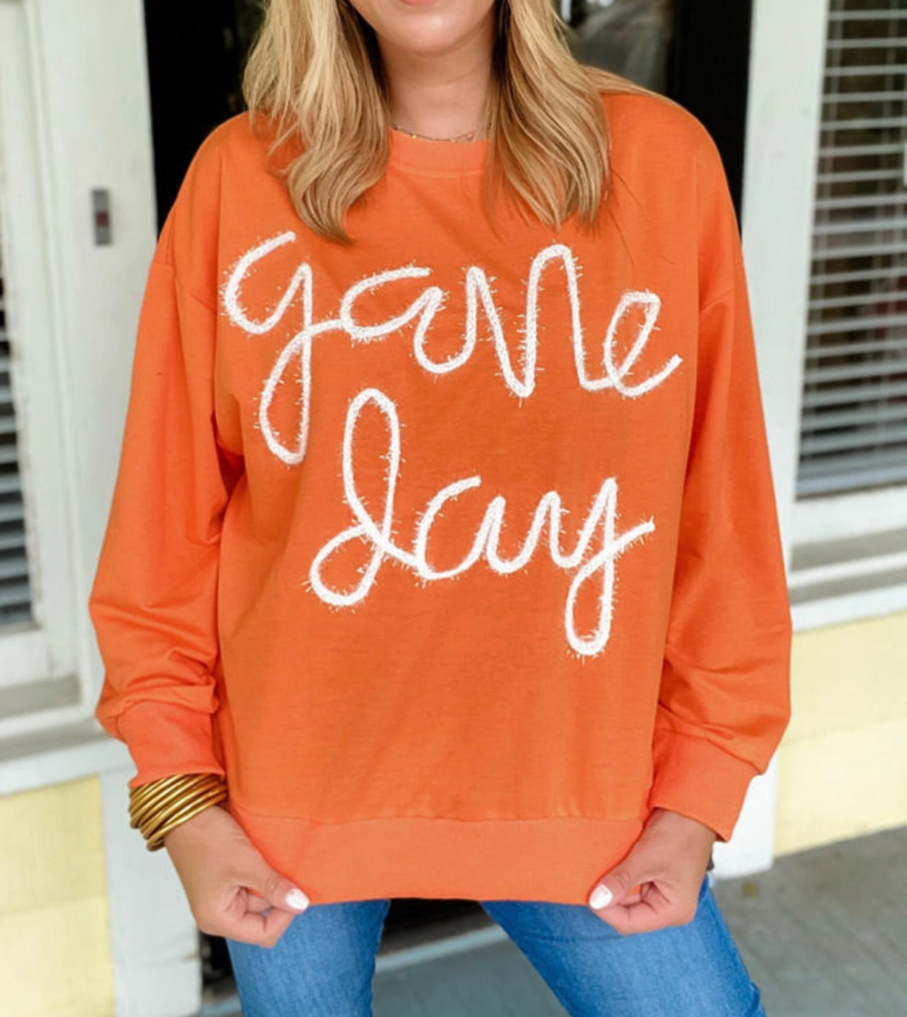 MLGD Orange Too with Tinsel Embroidered Game Day