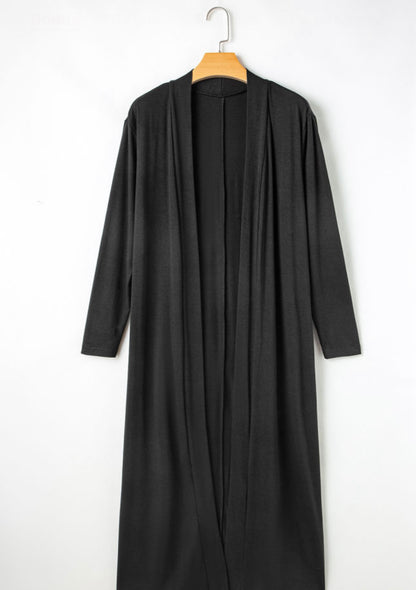 Black 2 pc Long Jacket Set with Drawstring Jogger Pants
