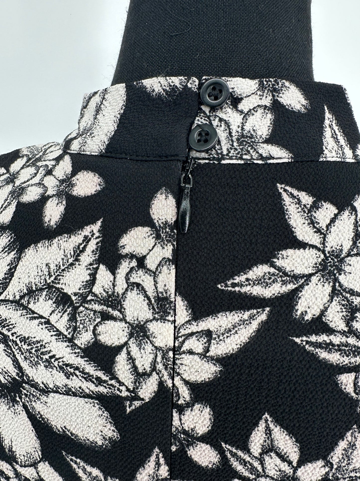 Black and white Floral Print Dress fully Lined