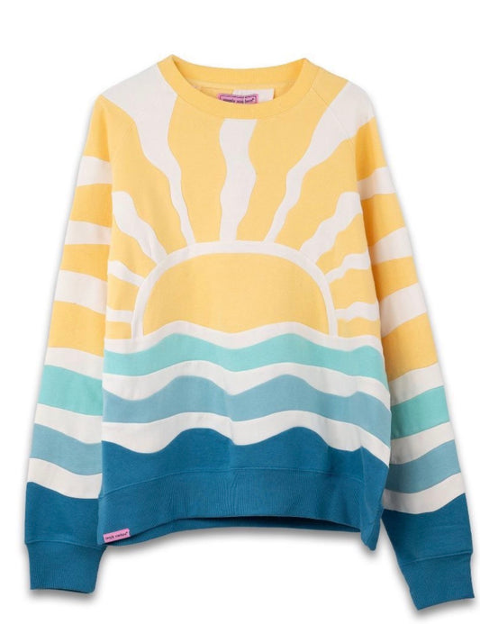 Simply Southern Sun Splash crew top, in vibrant tropical print, featuring short sleeves and a comfortable casual fit.
