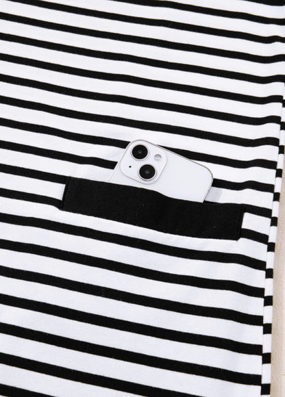 A32 Black and White Stripe Dress with Pocketd - Ivy's Gifts & Boutique
