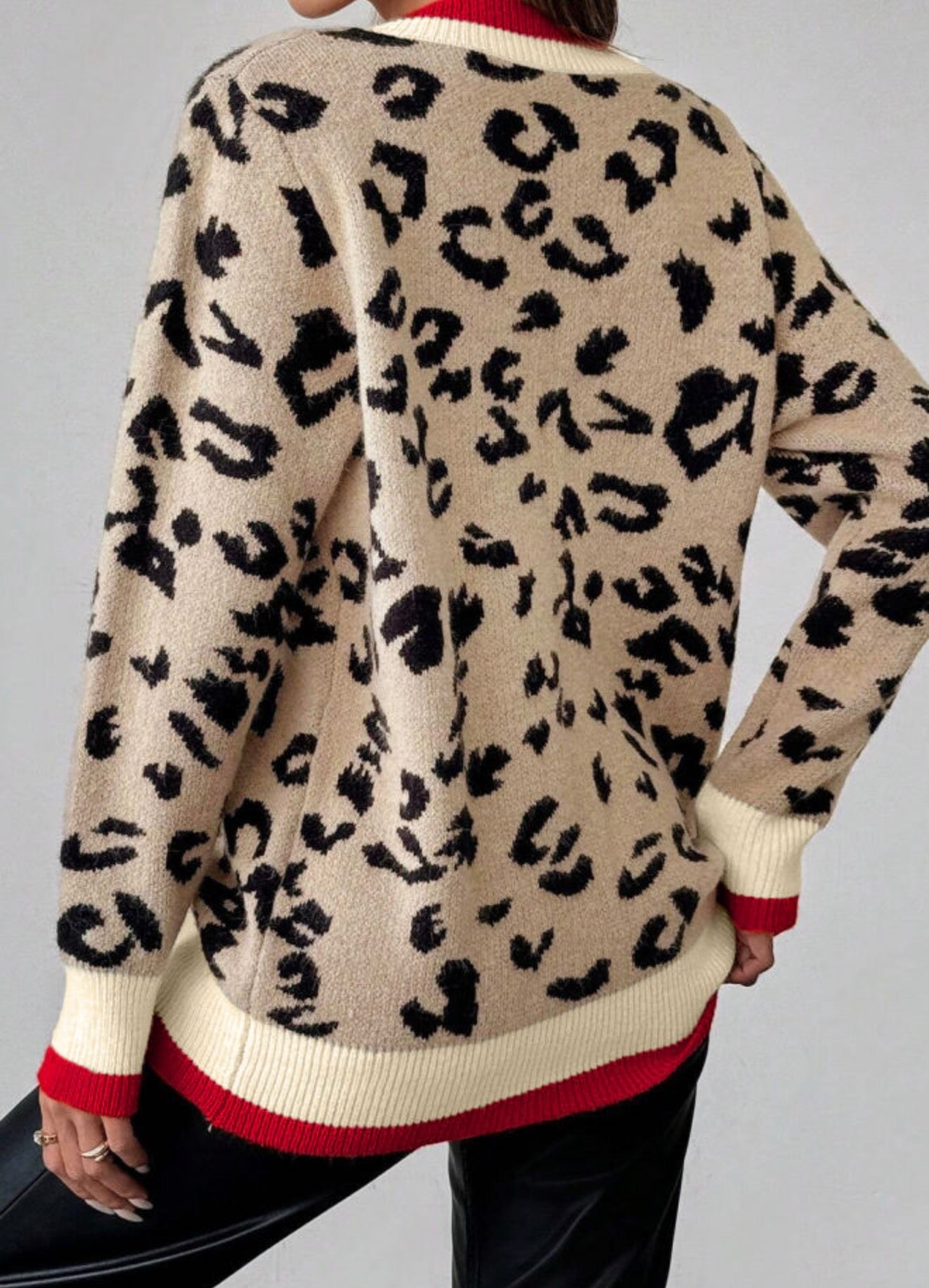 A9 Animal Print Sweater with Bold Red Accent Boarder - Ivy's Gifts & Boutique