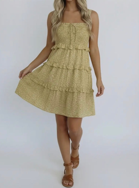 Ditsy Floral Ruffle Tiered Dress - Ivy's Gifts & Boutique