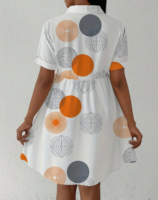 Loose fit print shirt dress from A122 Fashion Forward by Ivy's Gifts & Boutique, shown in a full-length view.