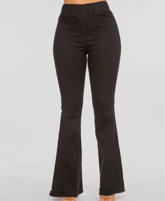 A91 black high waist curvy flare jeans by Ivy's Gifts & Boutique displayed on a model showcasing the fit and style.