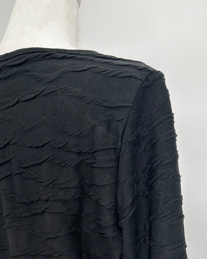 Black Textured Long Sleeve Top