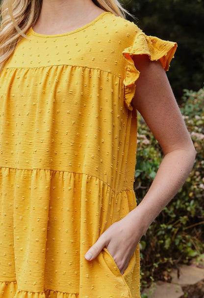 A88 Swiss Dot Texture Ruffle Tier Dress - Ivy's Gifts & Boutique