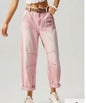 Pink Acid Wash Barrel Leg Jeans - Ivy's Gifts & Boutique